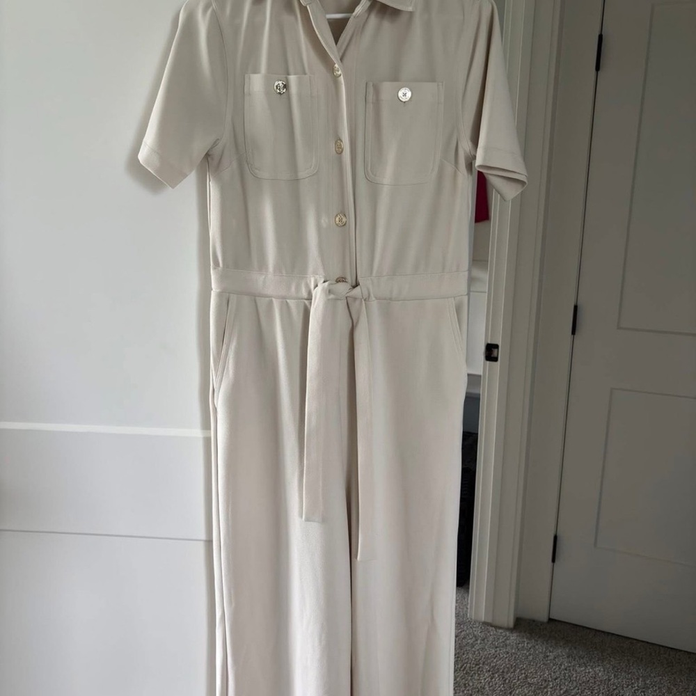 Tommy Hilfiger Cream Button-Up Jumpsuit